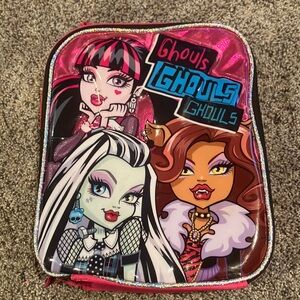 Monster High Girls Lunch Bag Tote Ghouls Carry All Zipper Handled Sparkle
